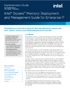 Intel® Optane™ Memory: Deployment and Management Guide for Enterprise IT
