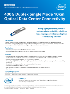ตัวรับส่งสัญญาณ Intel® Silicon Photonics 400G