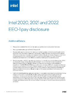 Intel 2020, 2021 and 2022 EEO-1 Pay Disclosure Report