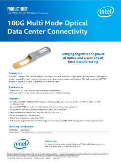 100G SR Optical Data Center Connectivity