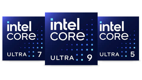 แอสเซทที่เชื่อมต่อด้วยตราของตระกูลโปรเซสเซอร์ Intel Core Ultra