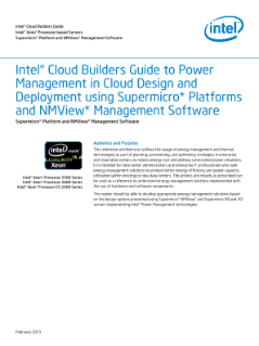 Intel® Cloud Builders: Cloud Power Management; Datacenter Manager