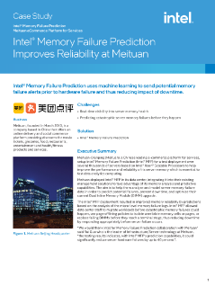 Case Study
Intel® Memory Failure Prediction
Meituan eCommerce Platform for Services
®
Intel Memory Failure Prediction
Improves Reliability at Meituan
