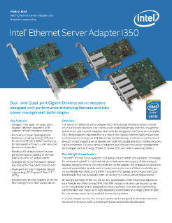 Intel® Ethernet Server Adapter I350: Product Brief