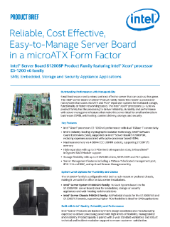 Product Brief: Intel® Server Board S1200SP Product Family Featuring Intel® Xeon® Processor E3-1200 v6 Family