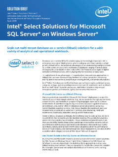 Intel® Select Solutions for Microsoft* SQL Server Solution Brief
